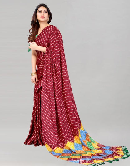 Maroon Bandhani Silk Saree | Sudathi