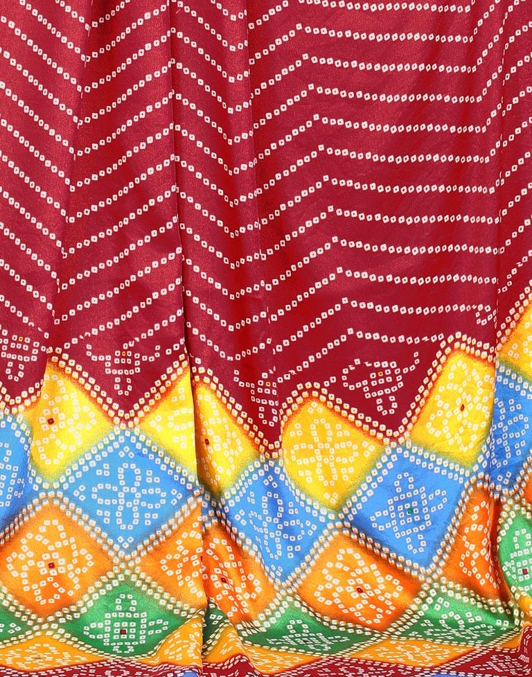 Maroon Bandhani Silk Saree | Sudathi