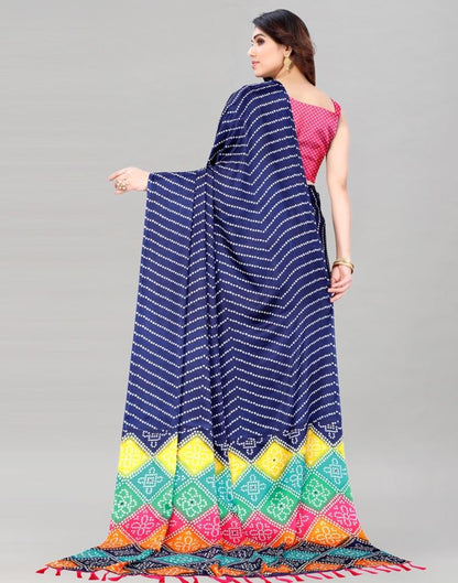 Navy Blue Bandhani Silk Saree | Sudathi