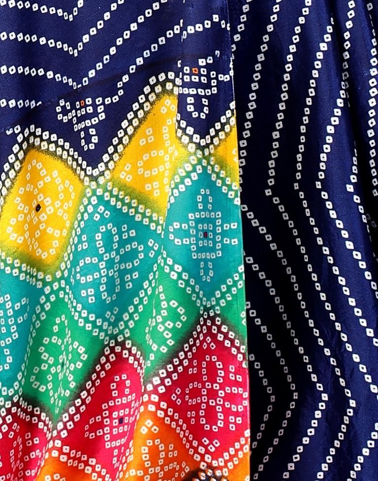 Navy Blue Bandhani Silk Saree | Sudathi