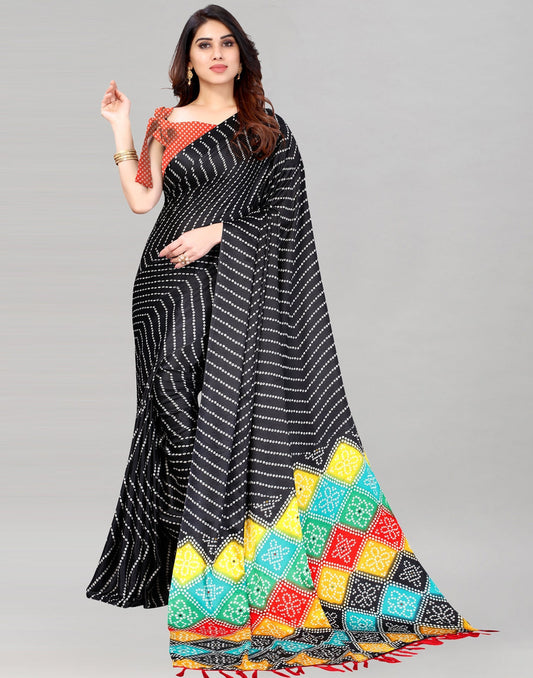 Black Bandhani Silk Saree | Sudathi