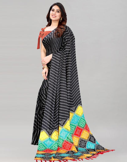 Black Bandhani Silk Saree | Sudathi