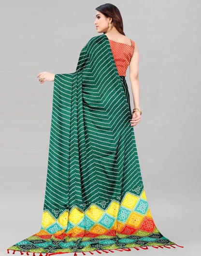 Bottle Green Bandhani Silk Saree | Sudathi