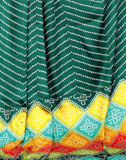 Bottle Green Bandhani Silk Saree | Sudathi