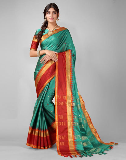 Rama Green Banarasi Silk Saree