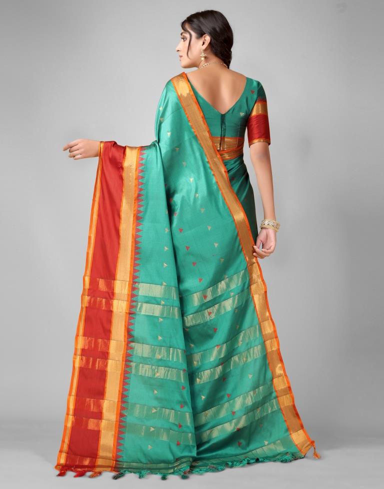 Rama Green Banarasi Silk Saree