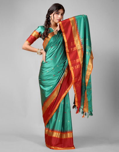 Rama Green Banarasi Silk Saree