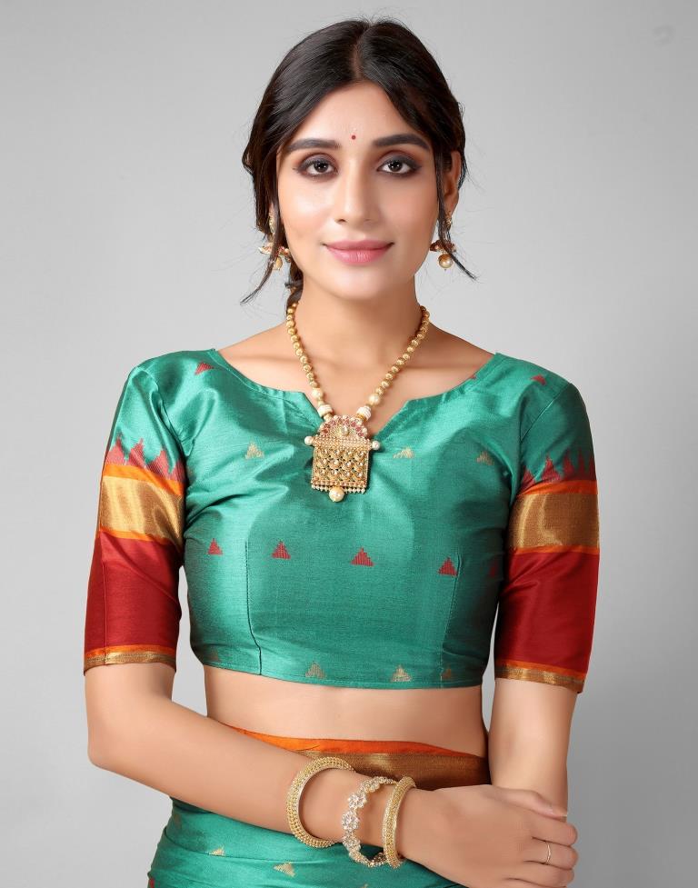 Rama Green Banarasi Silk Saree