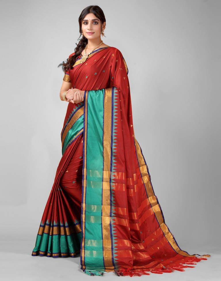 Maroon Weaving Silk Saree