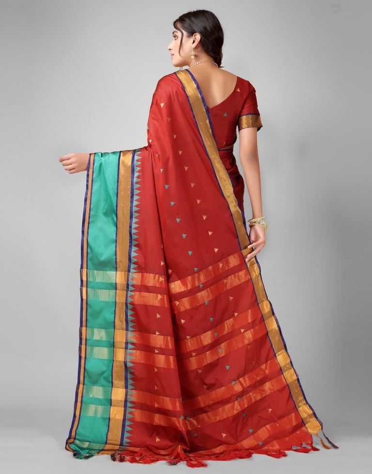 Maroon Weaving Silk Saree