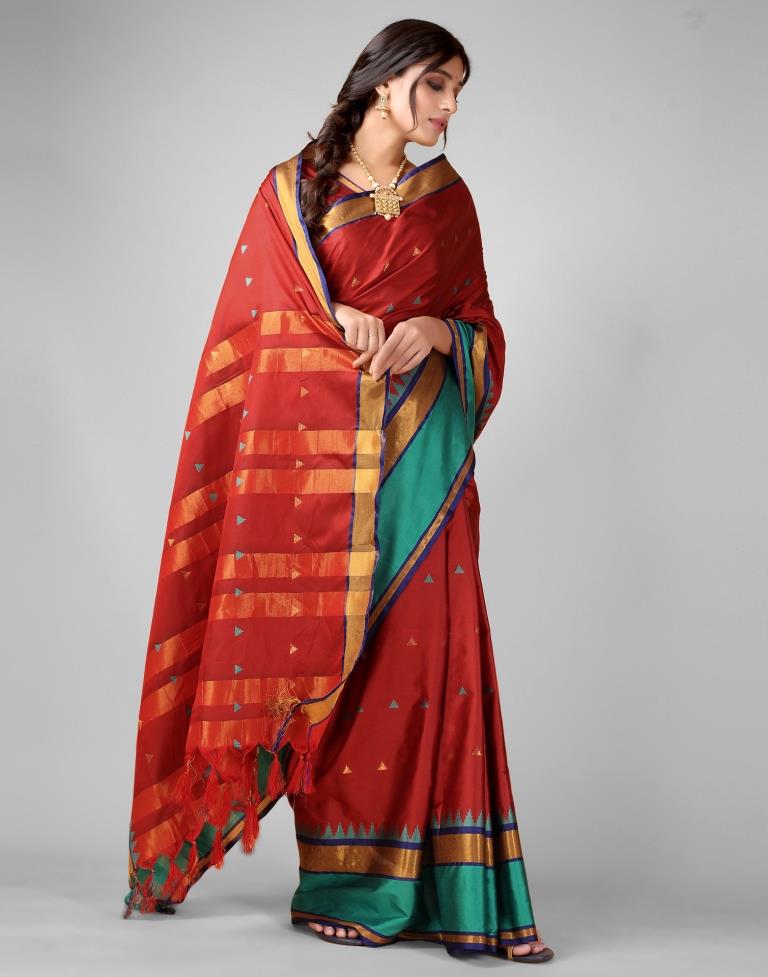 Maroon Weaving Silk Saree