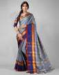 Steel Grey Weaving Silk Saree
