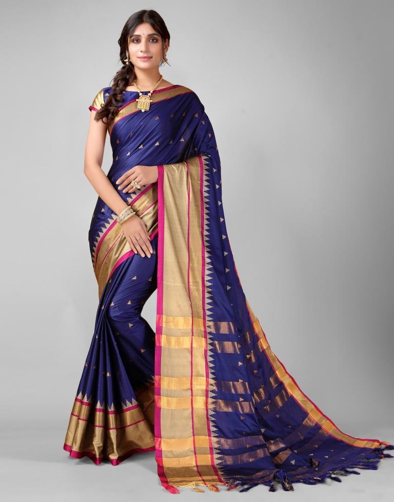 Navy Blue Weaving Silk Saree