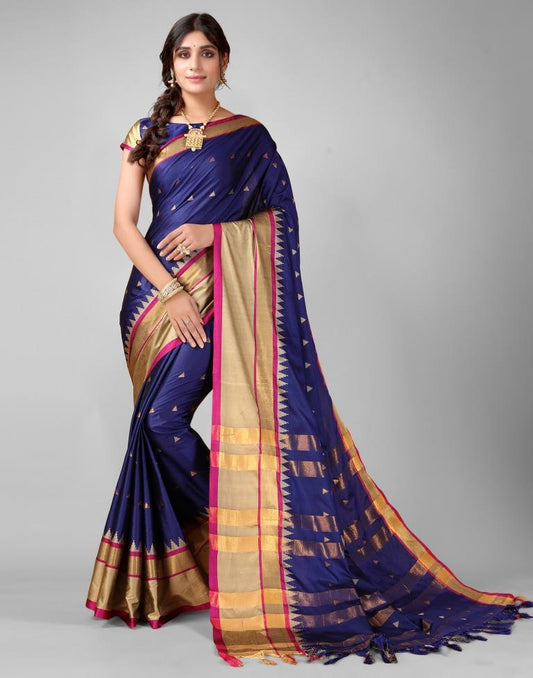 Navy Blue Weaving Silk Saree