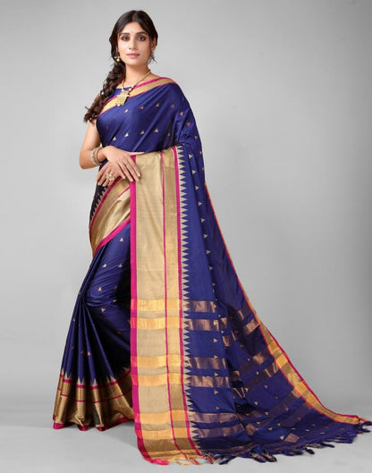 Navy Blue Weaving Silk Saree