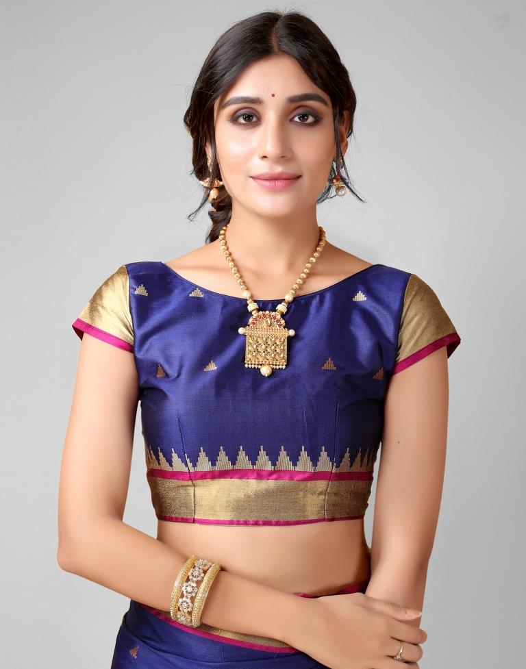 Navy Blue Weaving Silk Saree