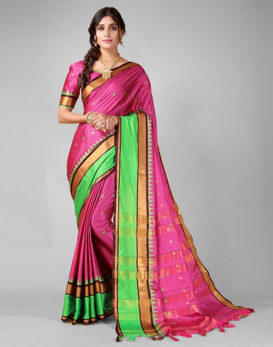 Rani Pink Banarasi Silk Saree