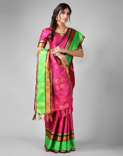 Rani Pink Banarasi Silk Saree