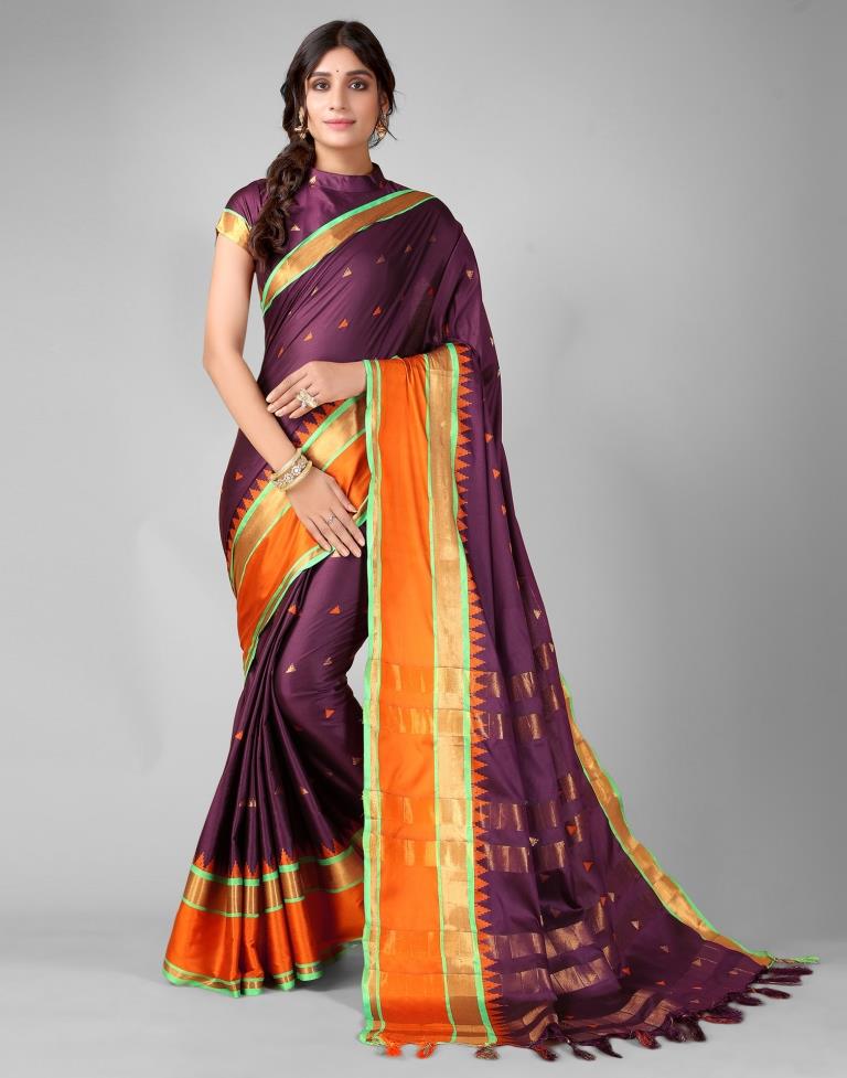 Dark Wine Weaving Silk Saree