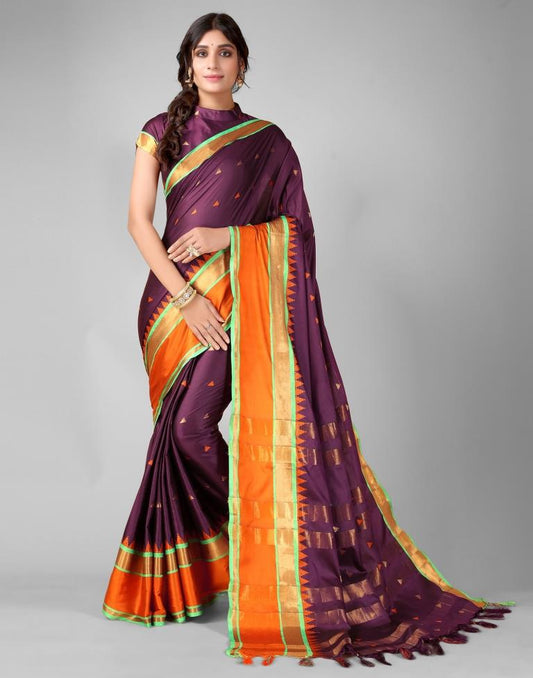 Dark Wine Weaving Silk Saree