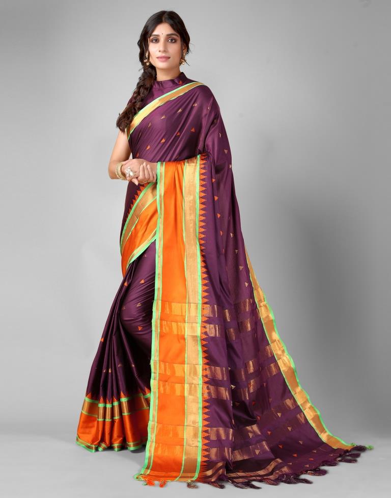 Dark Wine Weaving Silk Saree