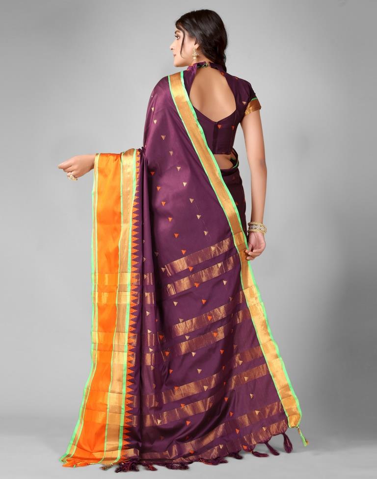 Dark Wine Weaving Silk Saree