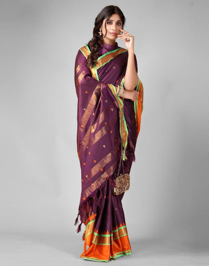Dark Wine Weaving Silk Saree