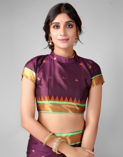 Dark Wine Weaving Silk Saree