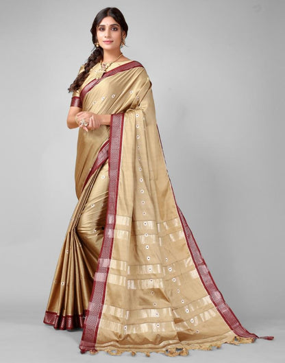 Beige Weaving Silk Saree