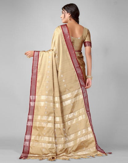 Beige Weaving Silk Saree