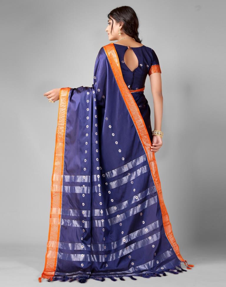 Navy Blue Weaving Silk Saree
