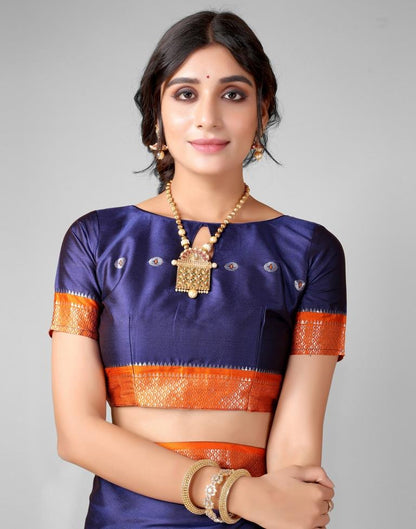 Navy Blue Weaving Silk Saree