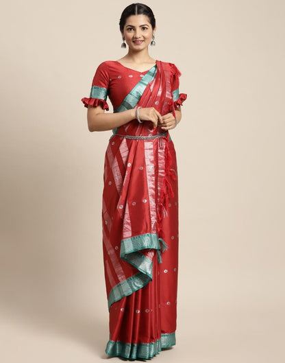 Maroon Weaving Silk Saree