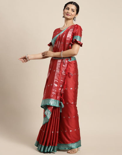 Maroon Weaving Silk Saree