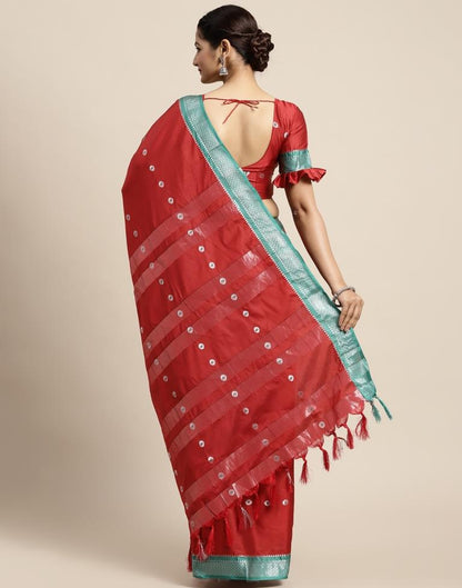 Maroon Weaving Silk Saree