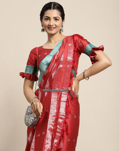 Maroon Weaving Silk Saree