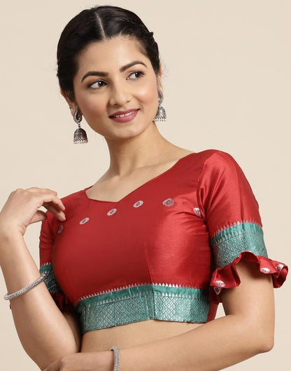 Maroon Weaving Silk Saree