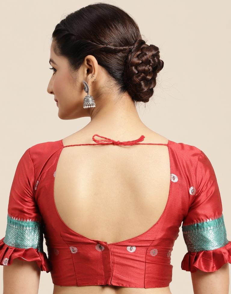 Maroon Weaving Silk Saree