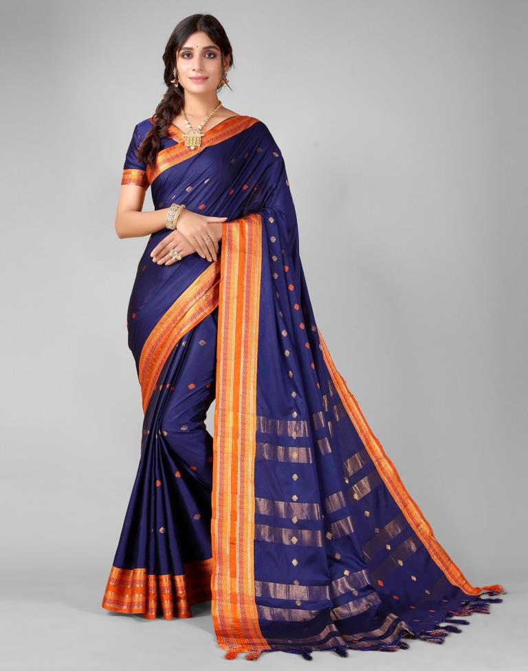 Navy Blue Weaving Silk Saree