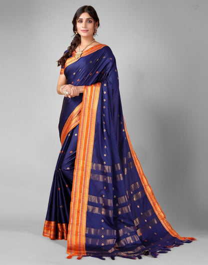 Navy Blue Weaving Silk Saree