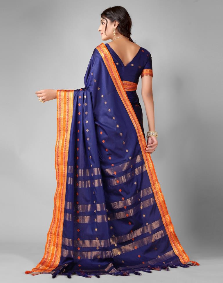Navy Blue Weaving Silk Saree