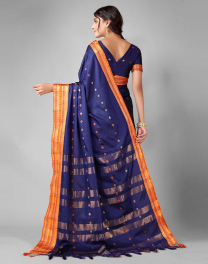 Navy Blue Weaving Silk Saree