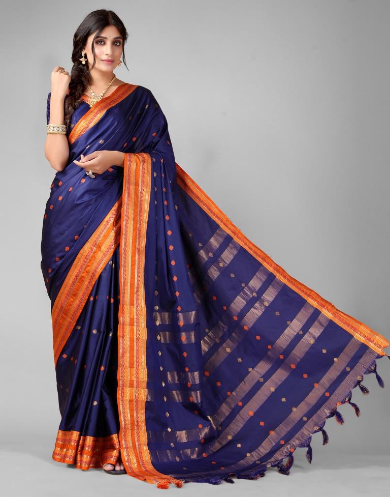 Navy Blue Weaving Silk Saree