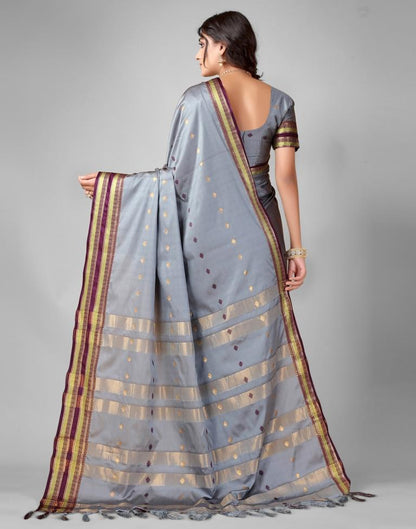 Steel Grey Weaving Silk Saree