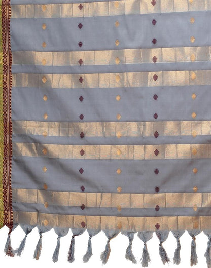 Steel Grey Weaving Silk Saree