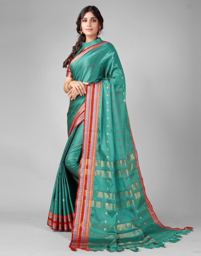 Rama Green Weaving Silk Saree