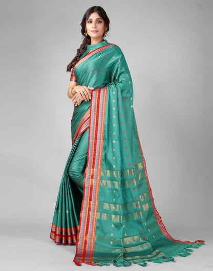 Rama Green Weaving Silk Saree