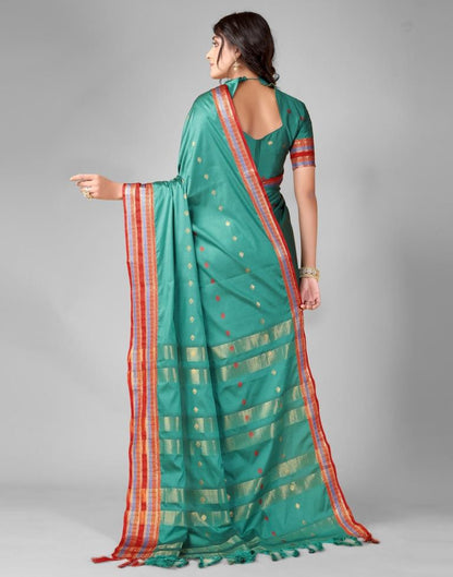 Rama Green Weaving Silk Saree