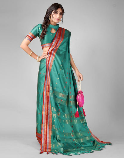 Rama Green Weaving Silk Saree