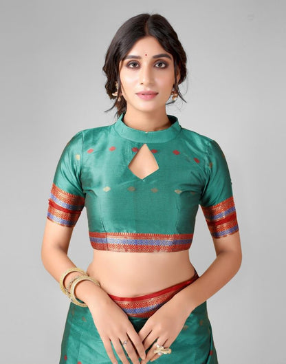 Rama Green Weaving Silk Saree